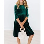 Mila & Rose Hunter Green Velvet Twirl Dress