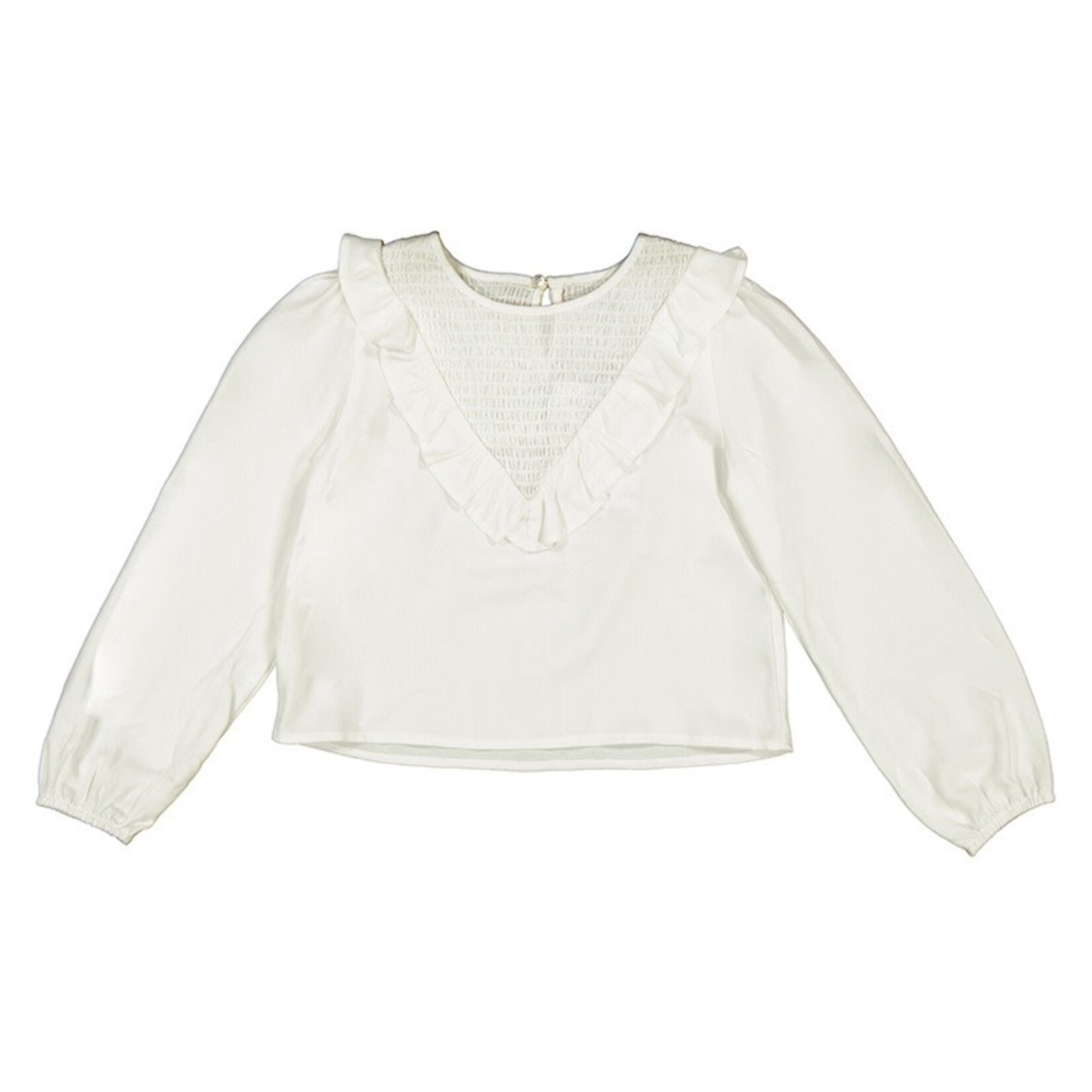 Mayoral Cream Smock Ruffle Blouse