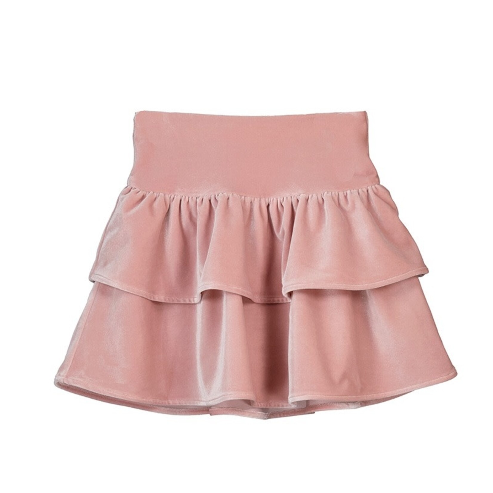 Mayoral Blush Velvet Tiered Skirt