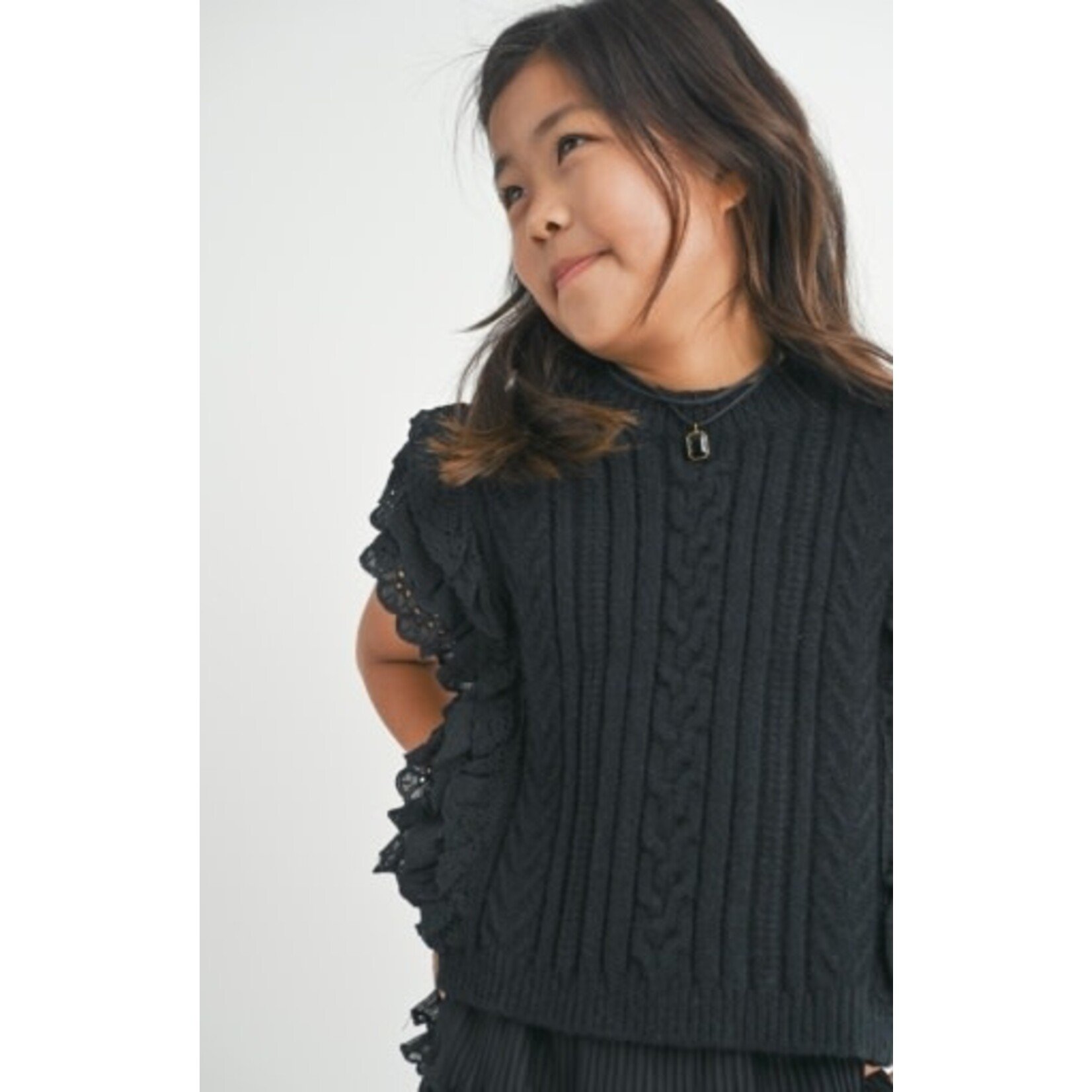 Sadie & Sage Black Vicky Sweater with Lace