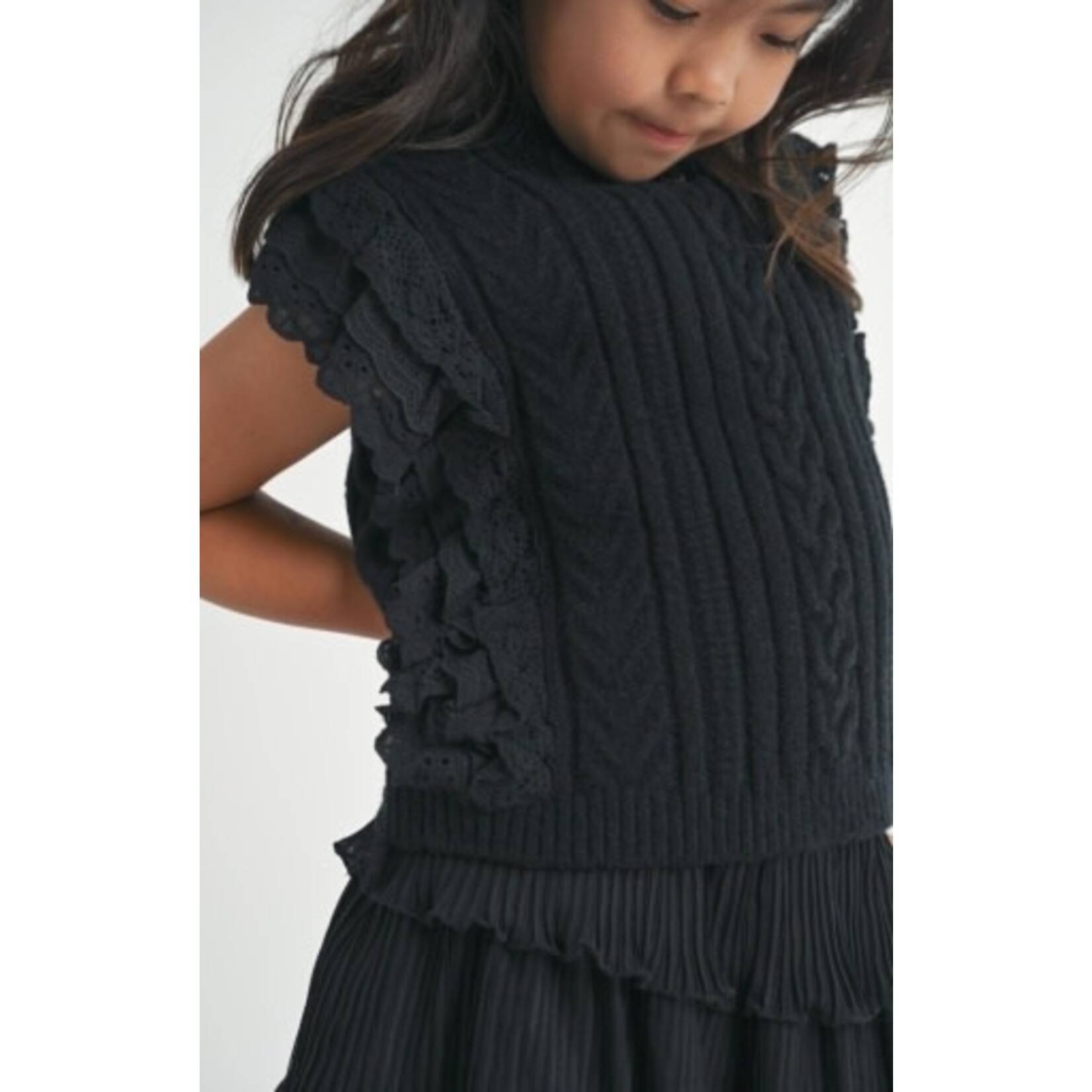 Sadie & Sage Black Vicky Sweater with Lace