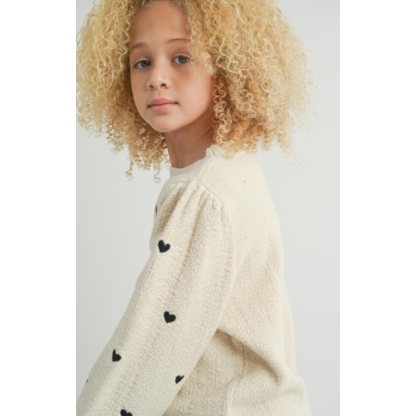 Sadie & Sage TWEEN HEART EYES EMBROIDERED SWEATER