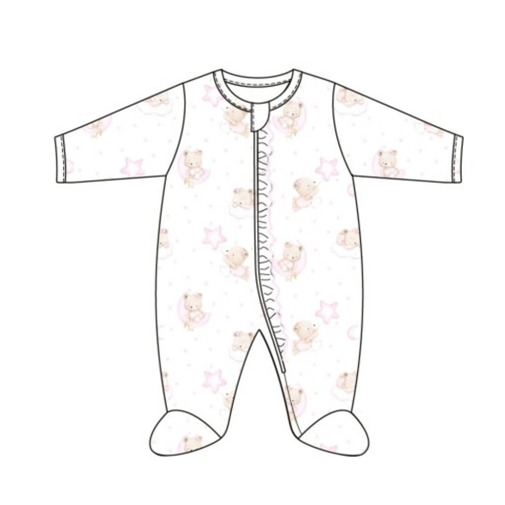 Baby Club Chic Pink Sleep Tight Ruff Bear Footie