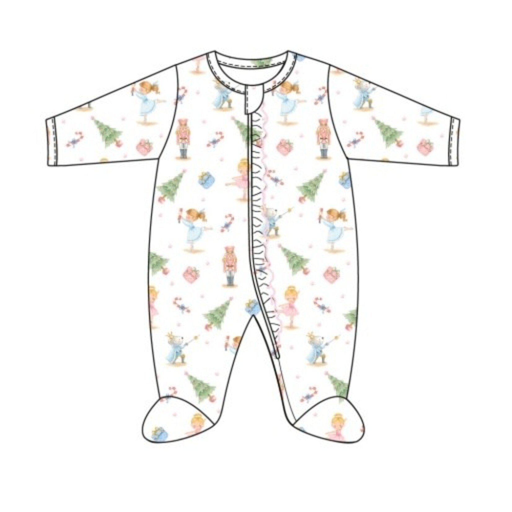 Baby Club Chic Nutcracker Ruff Zip Footie