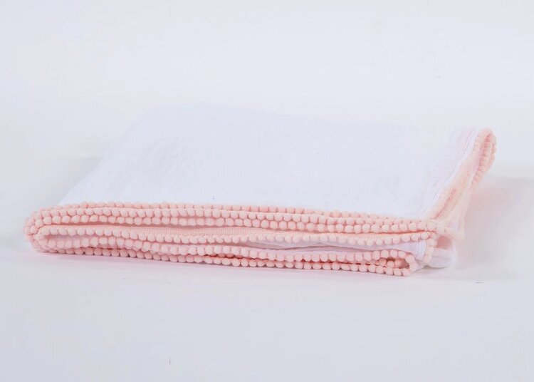 A Soft Idea Swaddle Blanket w/Pom Pom Edge