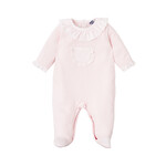 Babidu Pink W/ Stripes  Ruff Collar Quilted Foottie