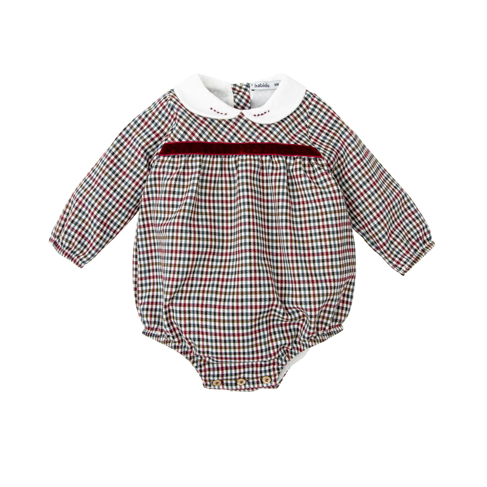 Babidu Maroon Multi Check Plaid LS Bubble