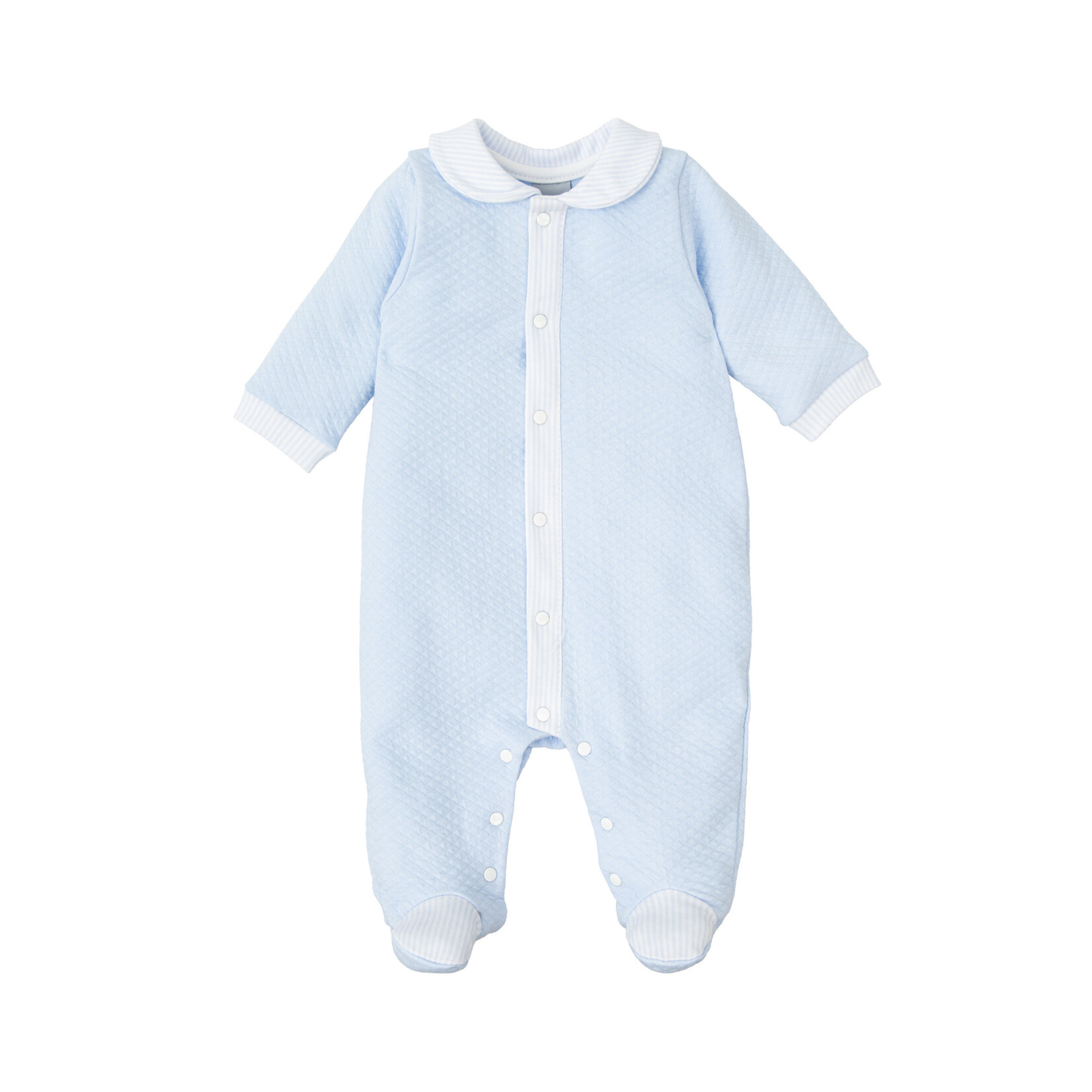 Babidu Blue Quilted Collared Footie