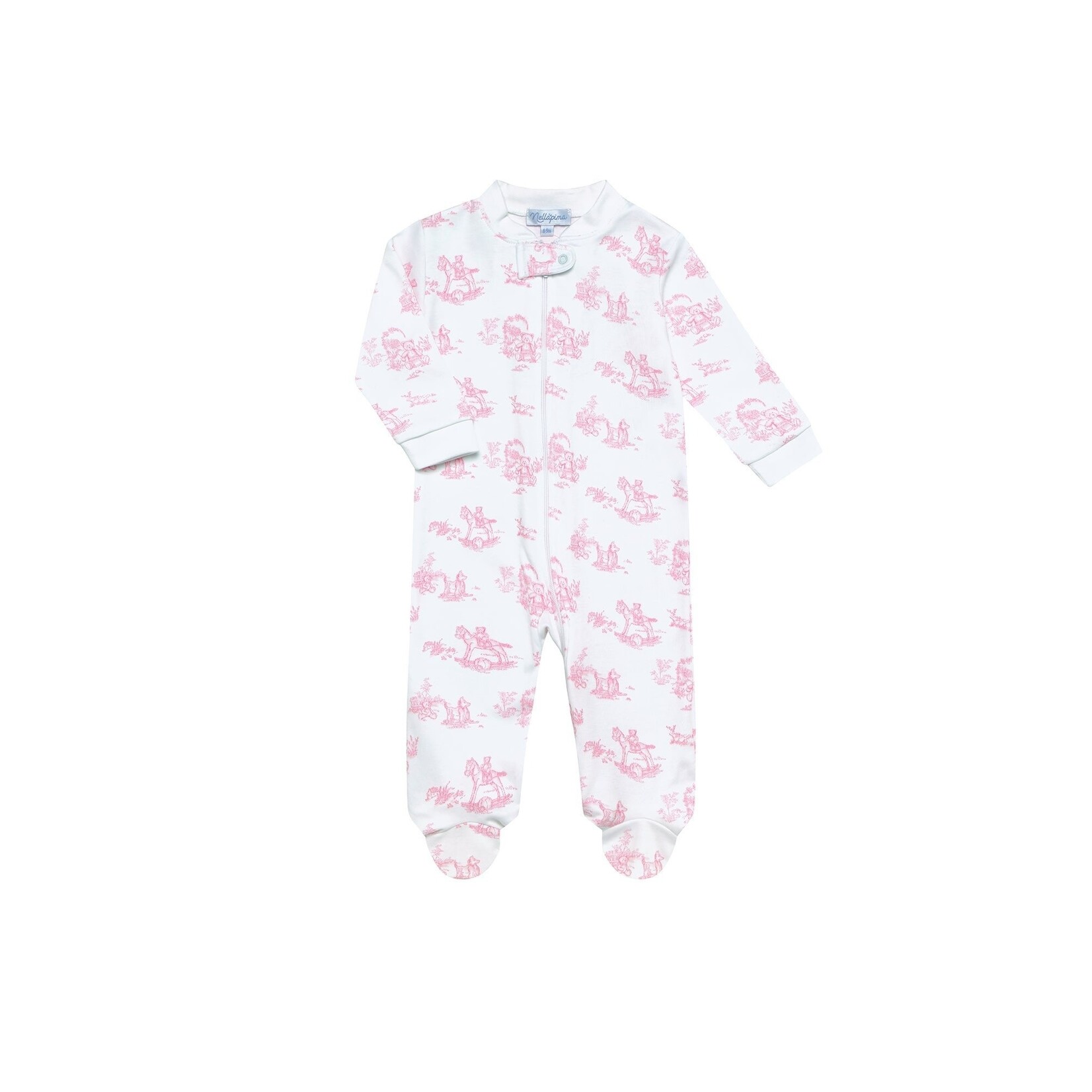 Nella Pima Pink Toile Zipper Footie