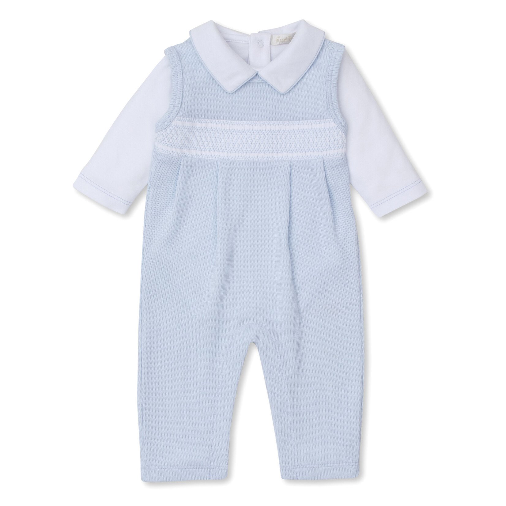 Kissy Kissy Blue Smocked Overall Set