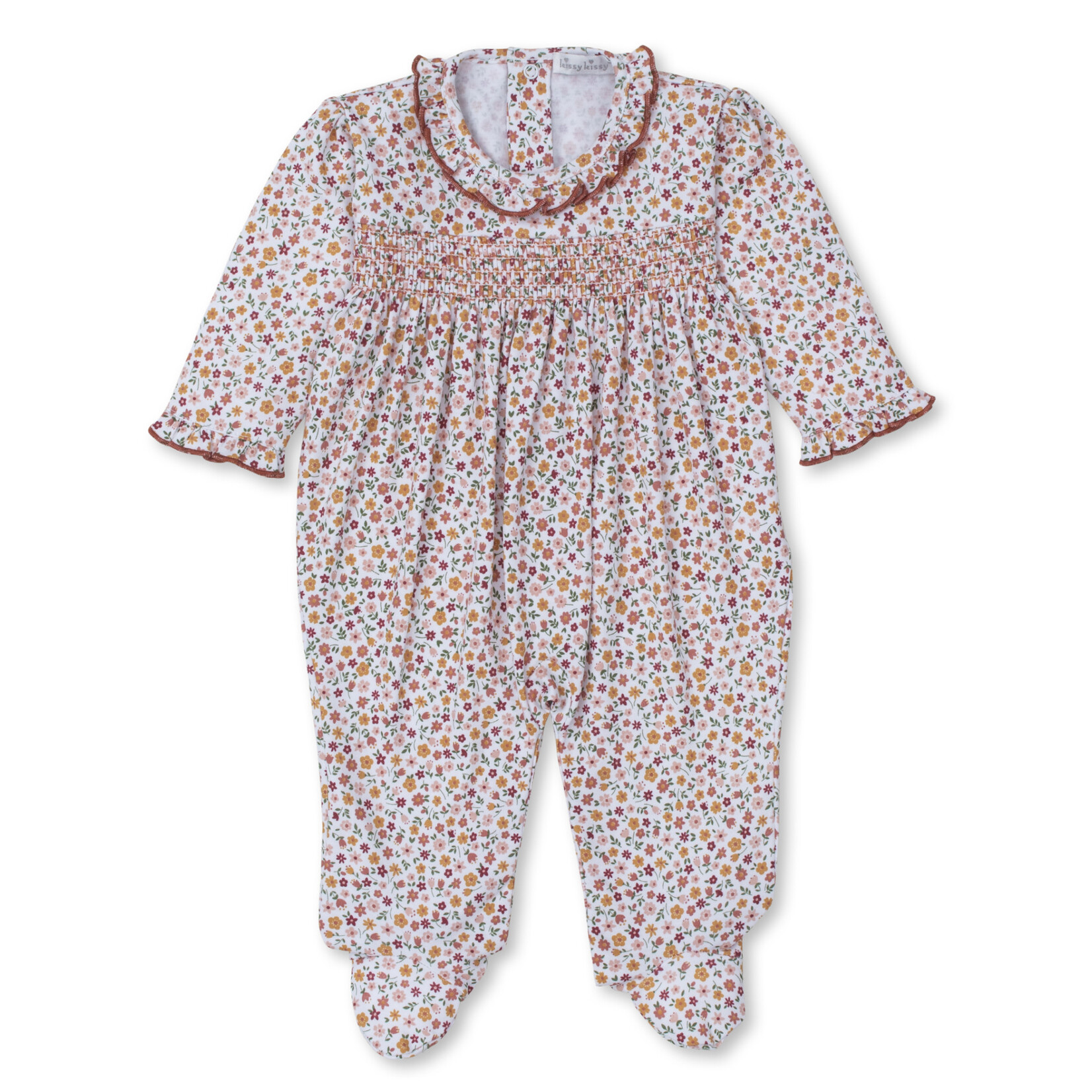 Kissy Kissy Autumn Blossoms Smocked Footie