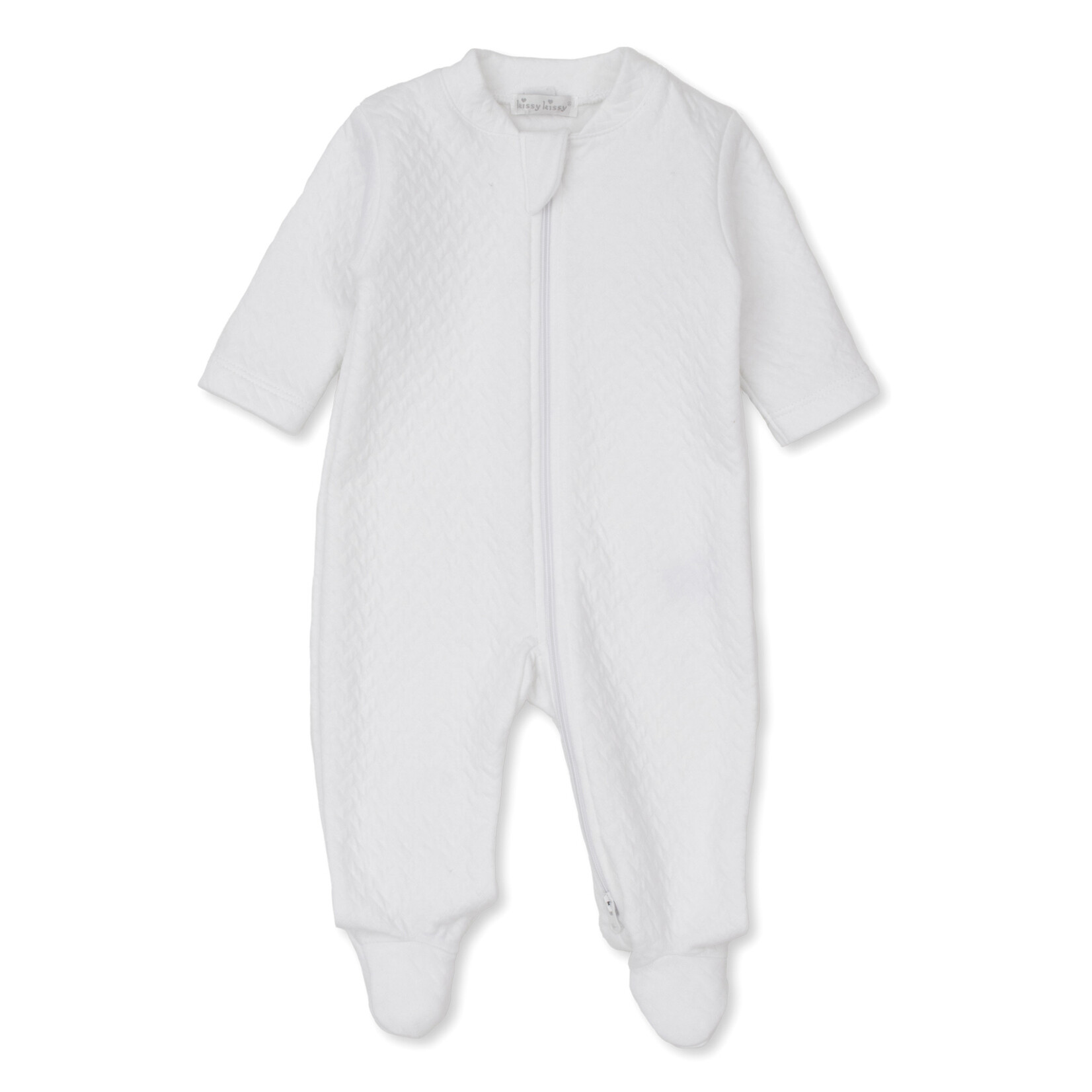 Kissy Kissy White Jacquard Zip Footie