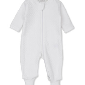 Kissy Kissy White Jacquard Zip Footie