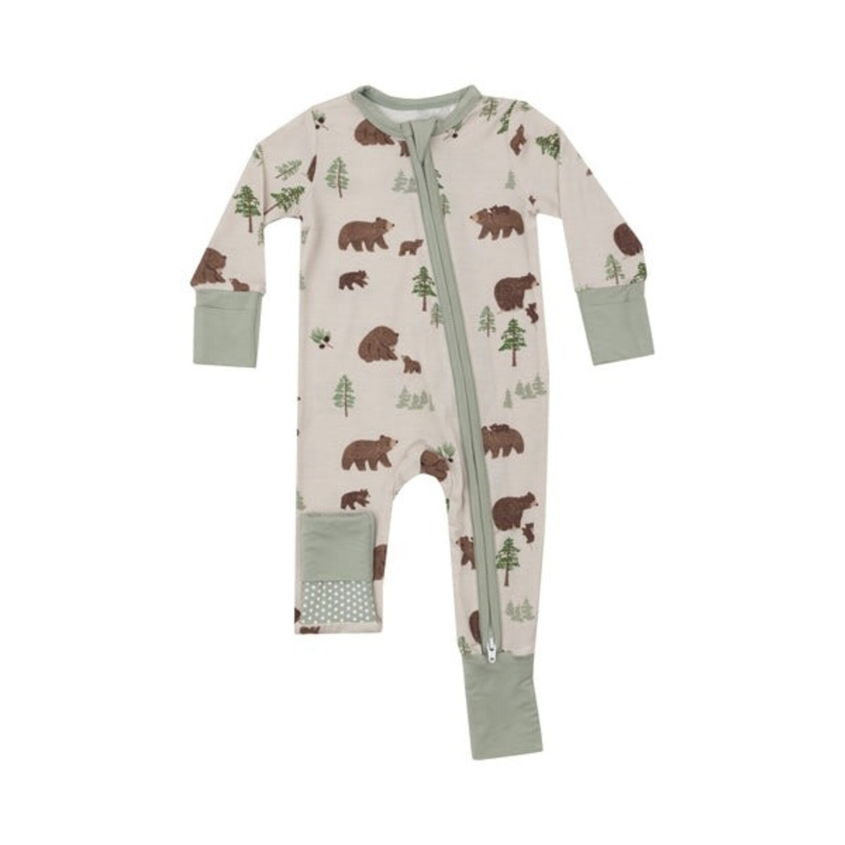 Angel Dear Sweet Brown Bears 2-Way Zip Footie