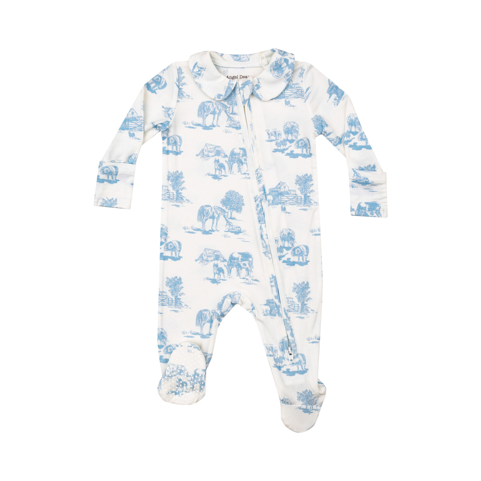 Angel Dear Blue Farm Toile 2-Way Zip Footie