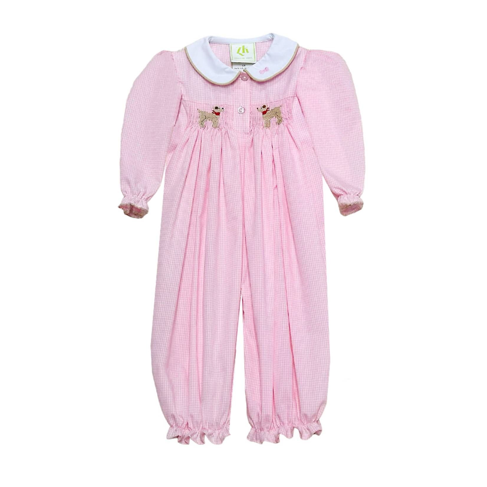 Zuccini Pink Ging Lab Smocked Longall