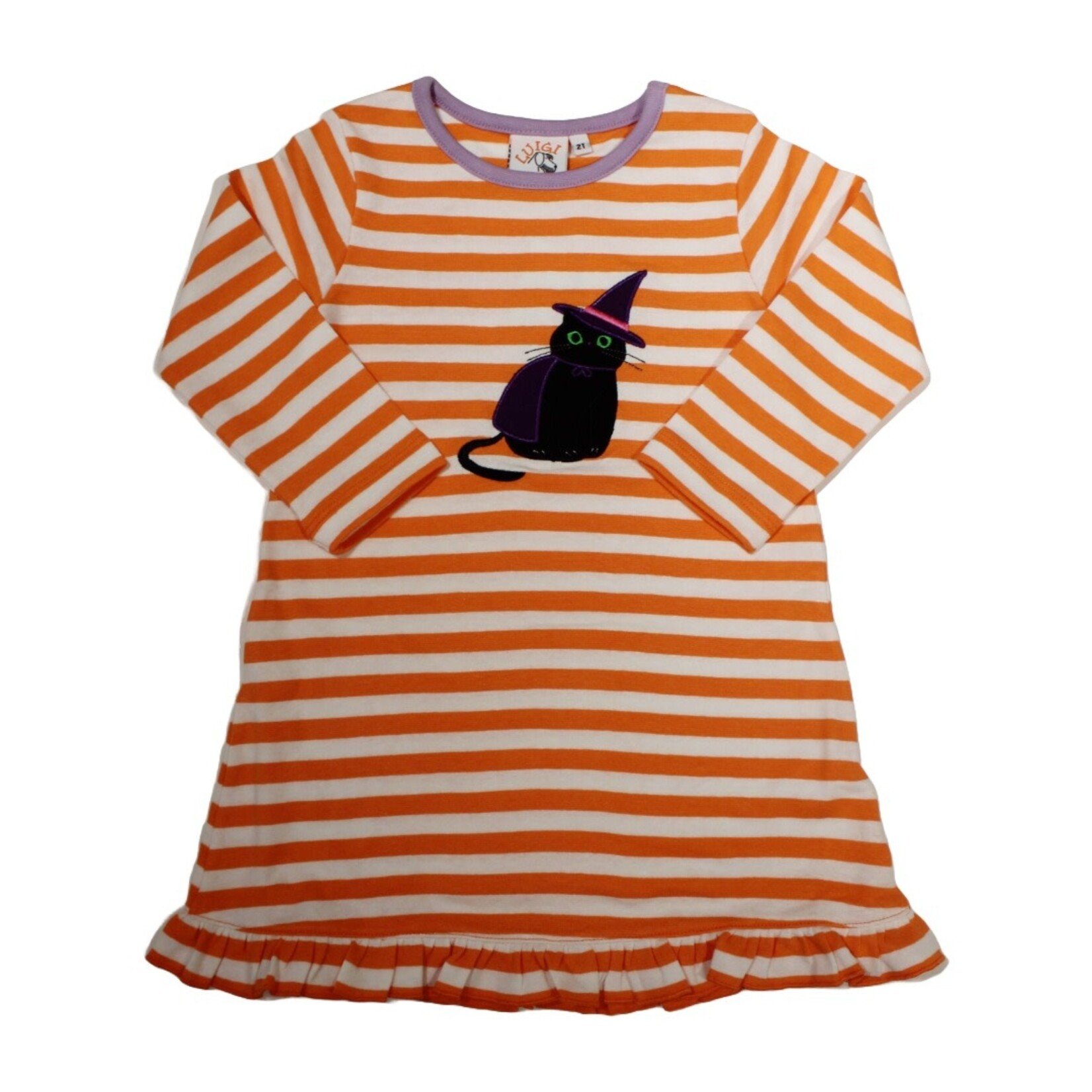 Luigi Kids Orange Stripe Witch Cat Dress