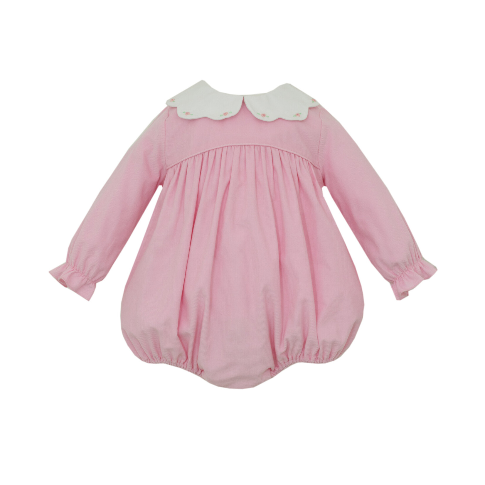 Petit Bebe Pink Cord Emb Collar Bubble