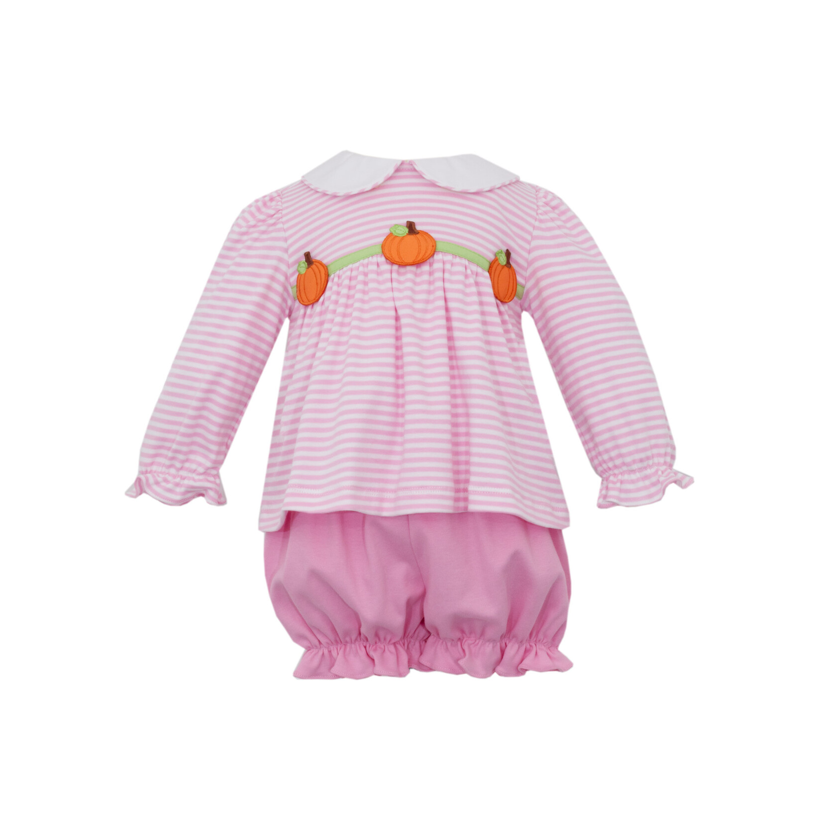 Claire & Charlie Pink Stripe Pumpkin Bloomer Set