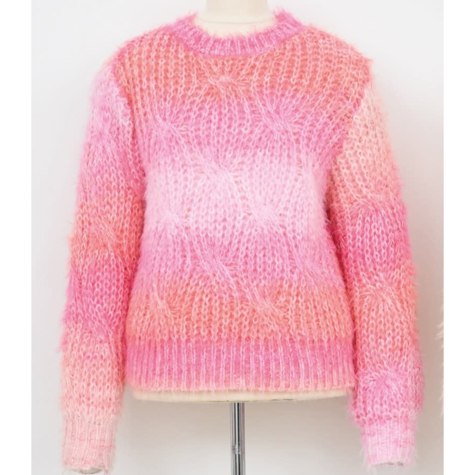 Molly Bracken Pink Tie-Dye Twisted Sweater