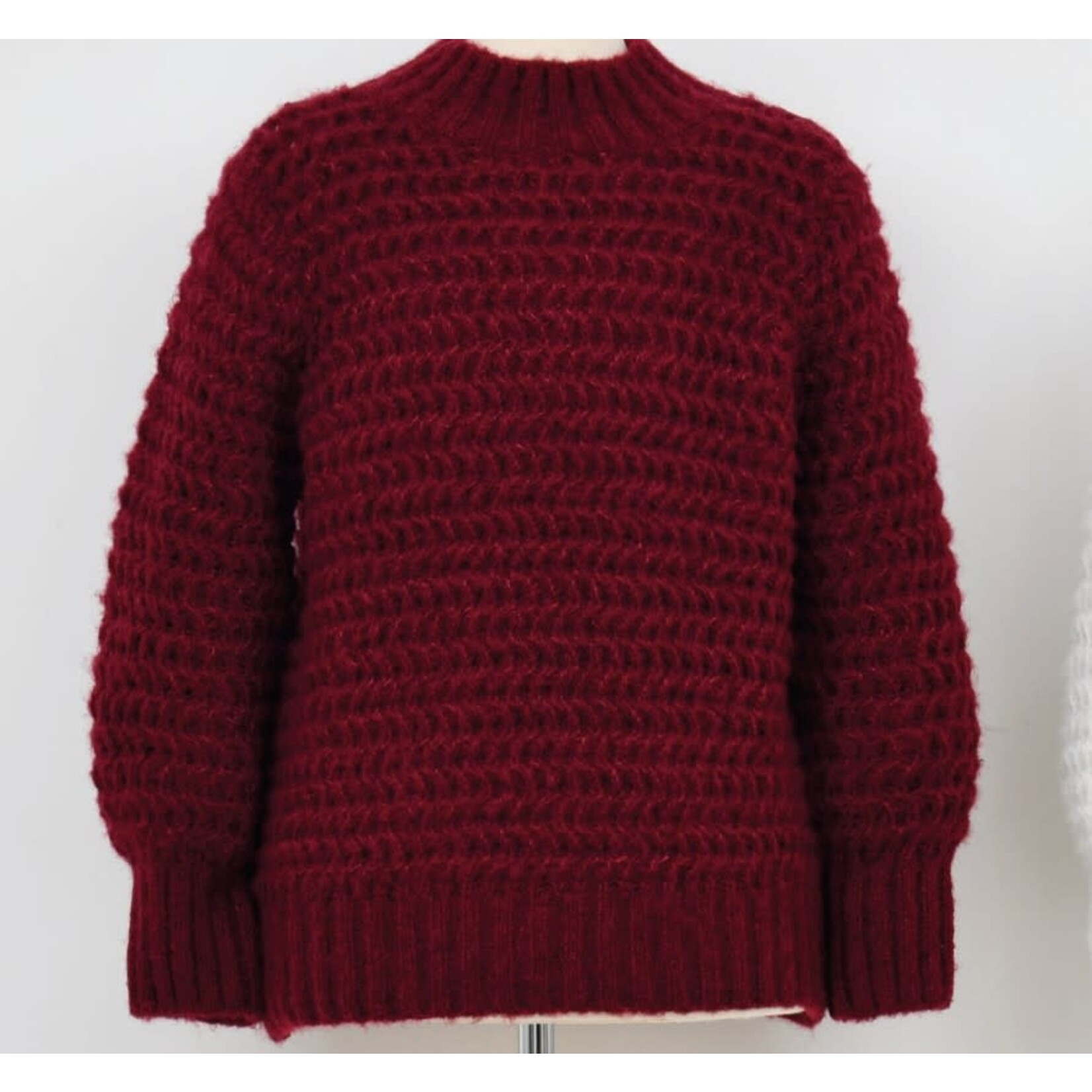 Molly Bracken Dark Red Chunky Knit Sweater