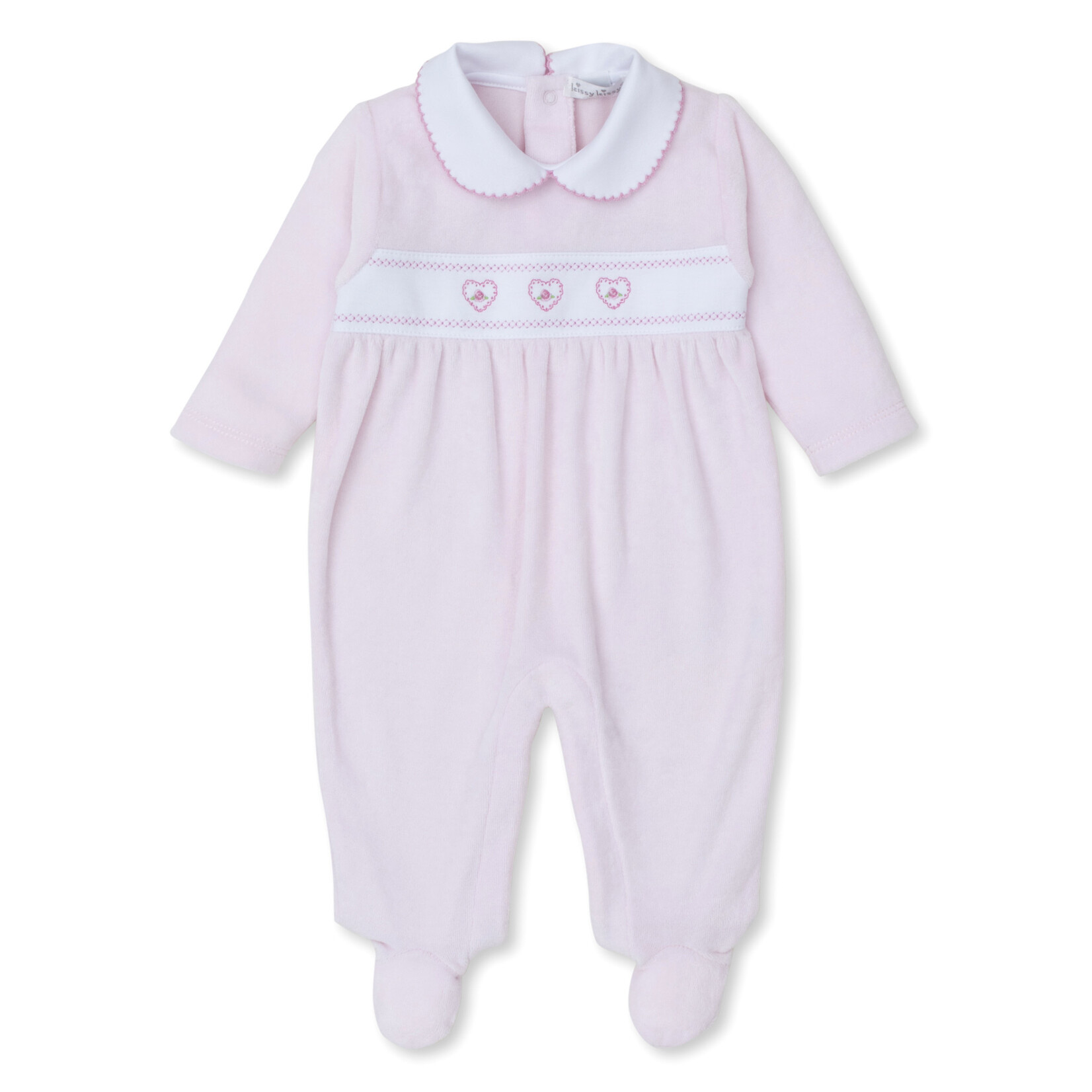 Kissy Kissy Pink Velour Rose Emb Footie CT24