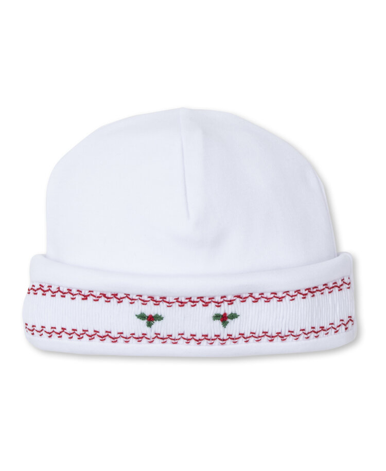 Kissy Kissy White Smocked Hat w/Holly