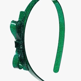 Lilies & Roses Thin Bow Headband-Glitter Green