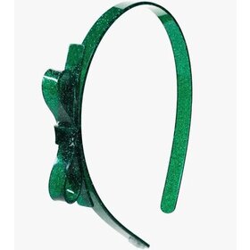Lilies & Roses Thin Bow Headband-Glitter Green