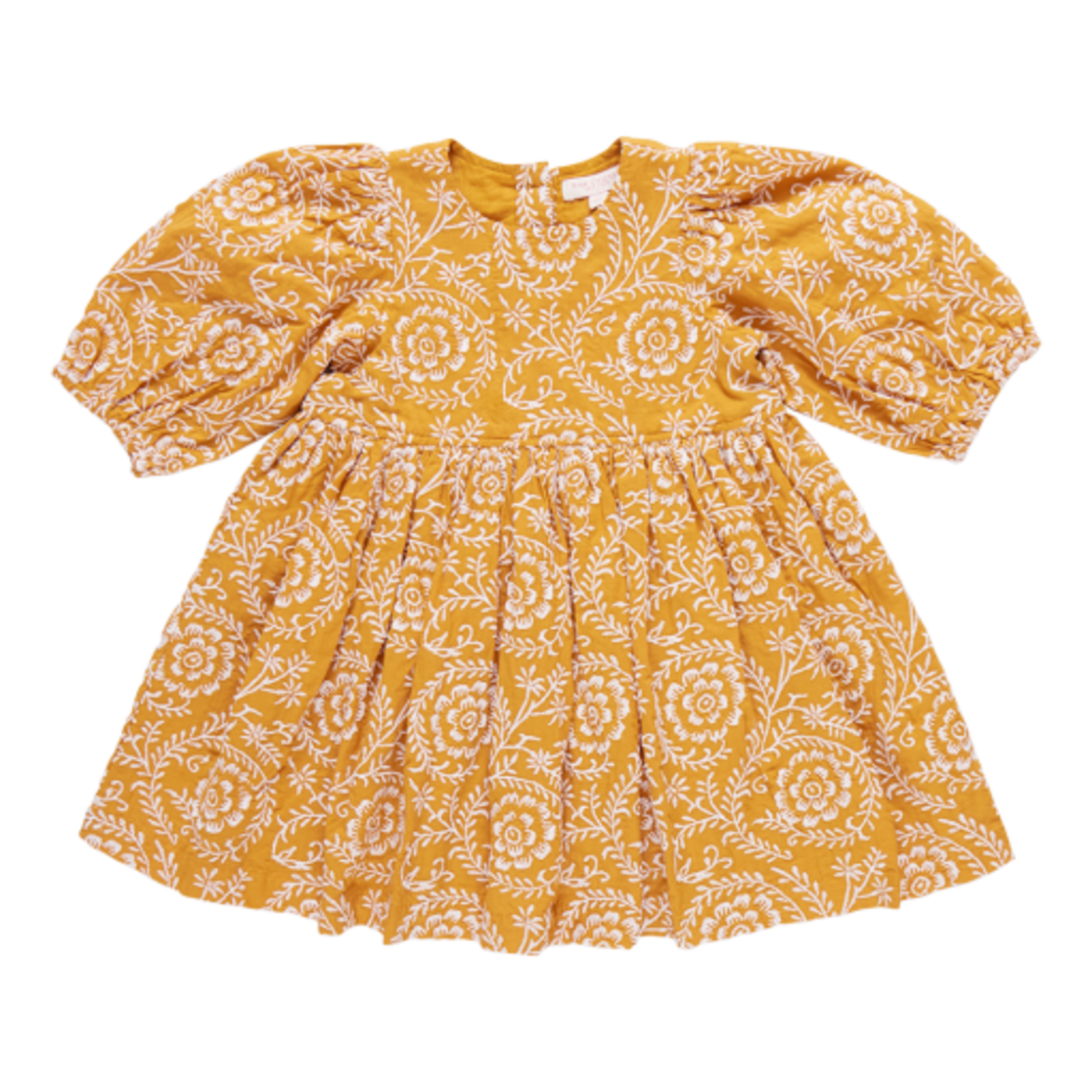 Pink Chicken girls brooke dress - inca gold blooming embroidery