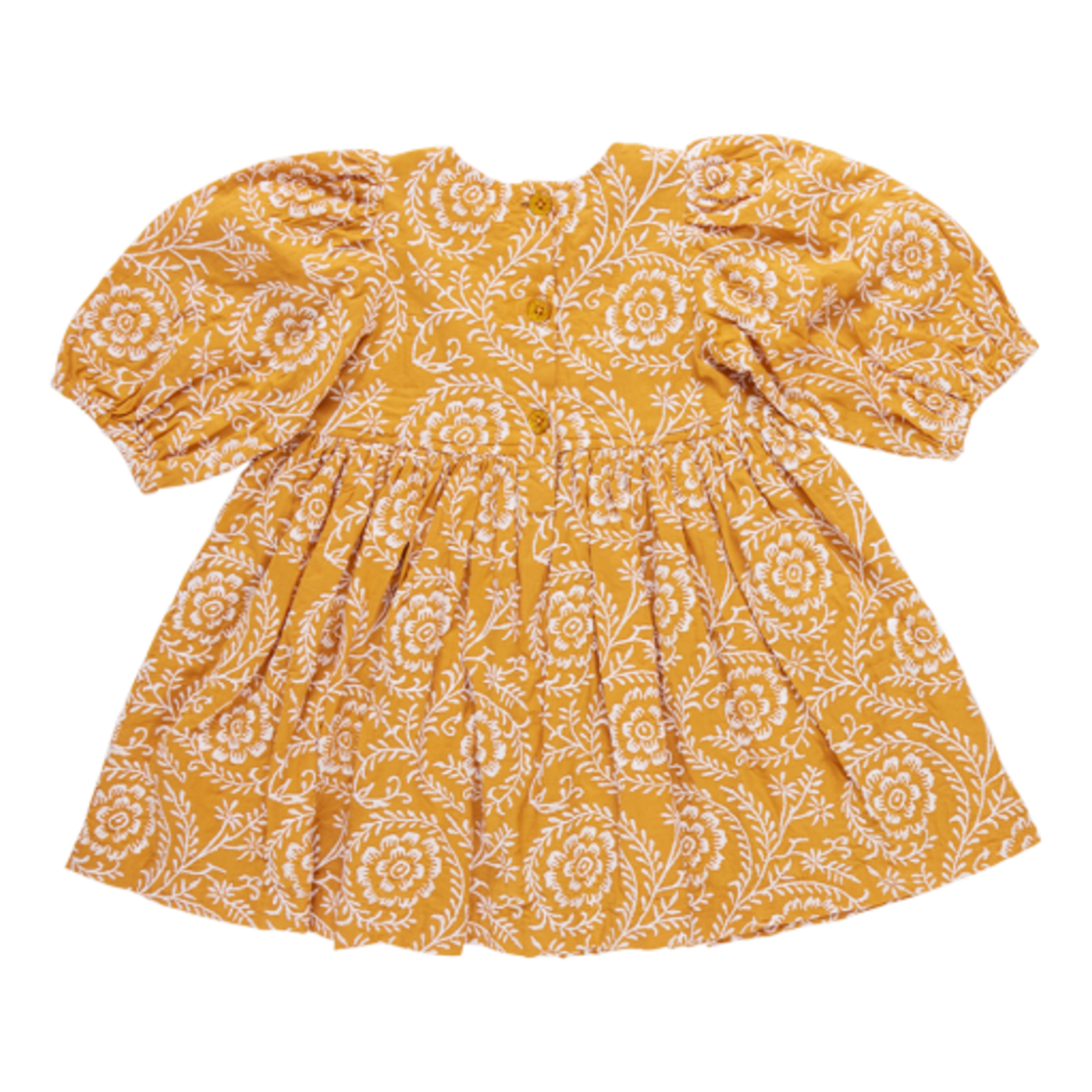 Pink Chicken girls brooke dress - inca gold blooming embroidery