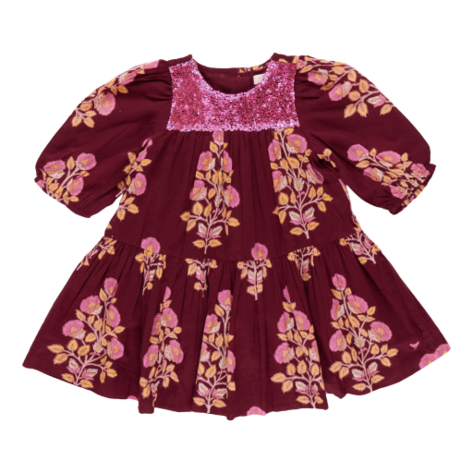 Pink Chicken girls fiona dress - burgundy bouquet floral