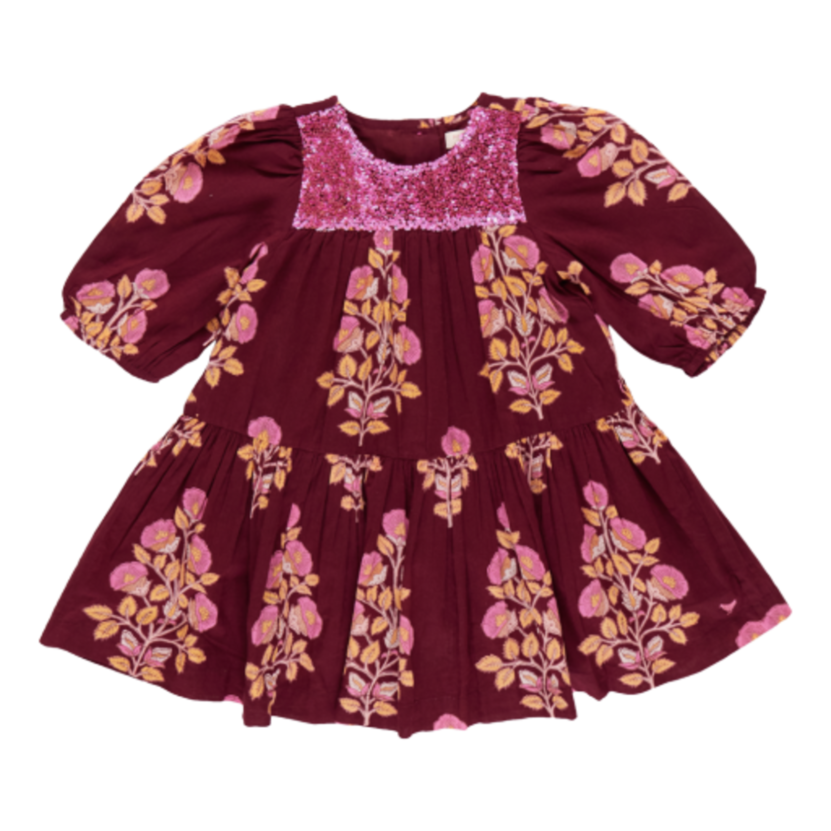 Pink Chicken girls fiona dress - burgundy bouquet floral