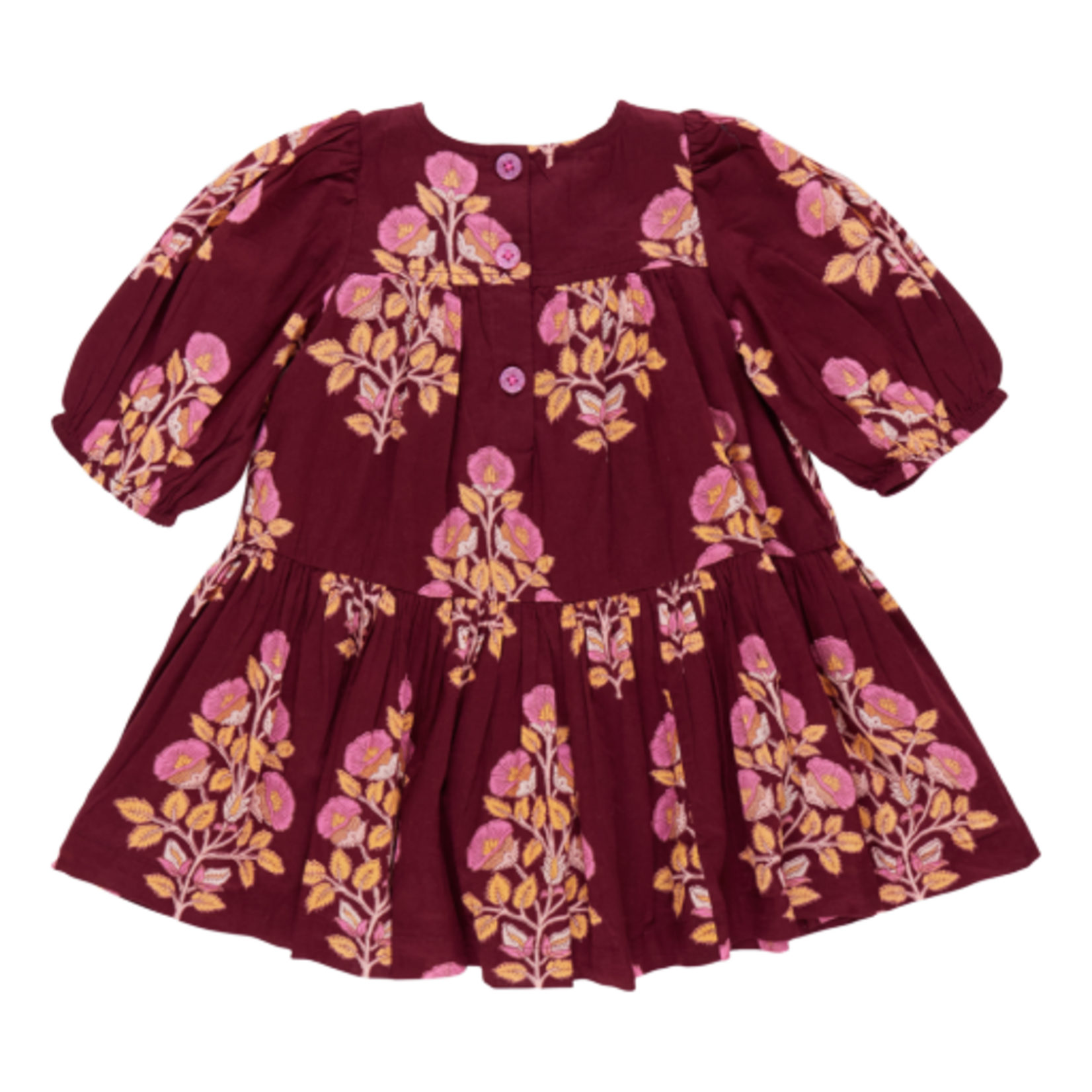 Pink Chicken girls fiona dress - burgundy bouquet floral