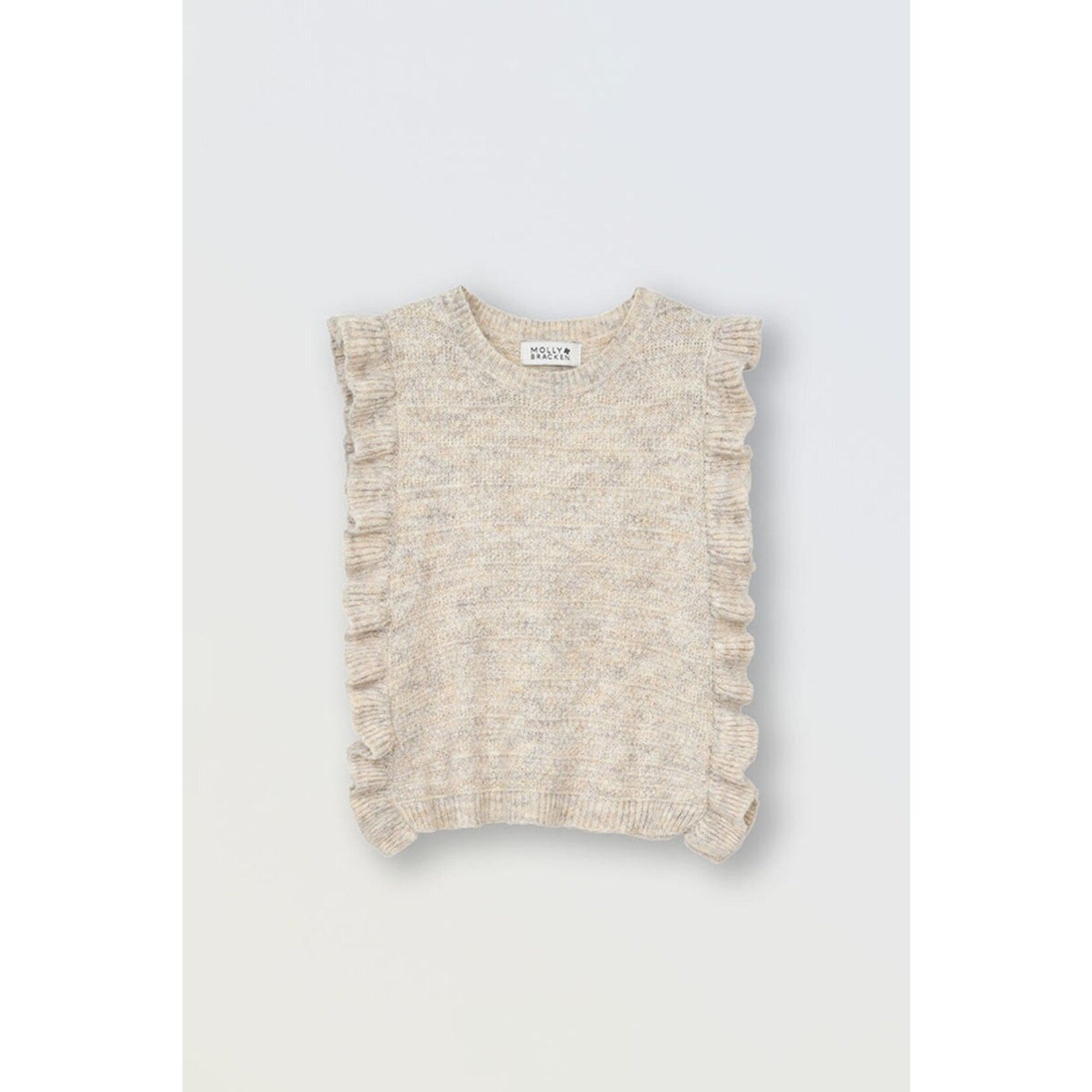 Molly Bracken Beige Ruffle SL Sweater