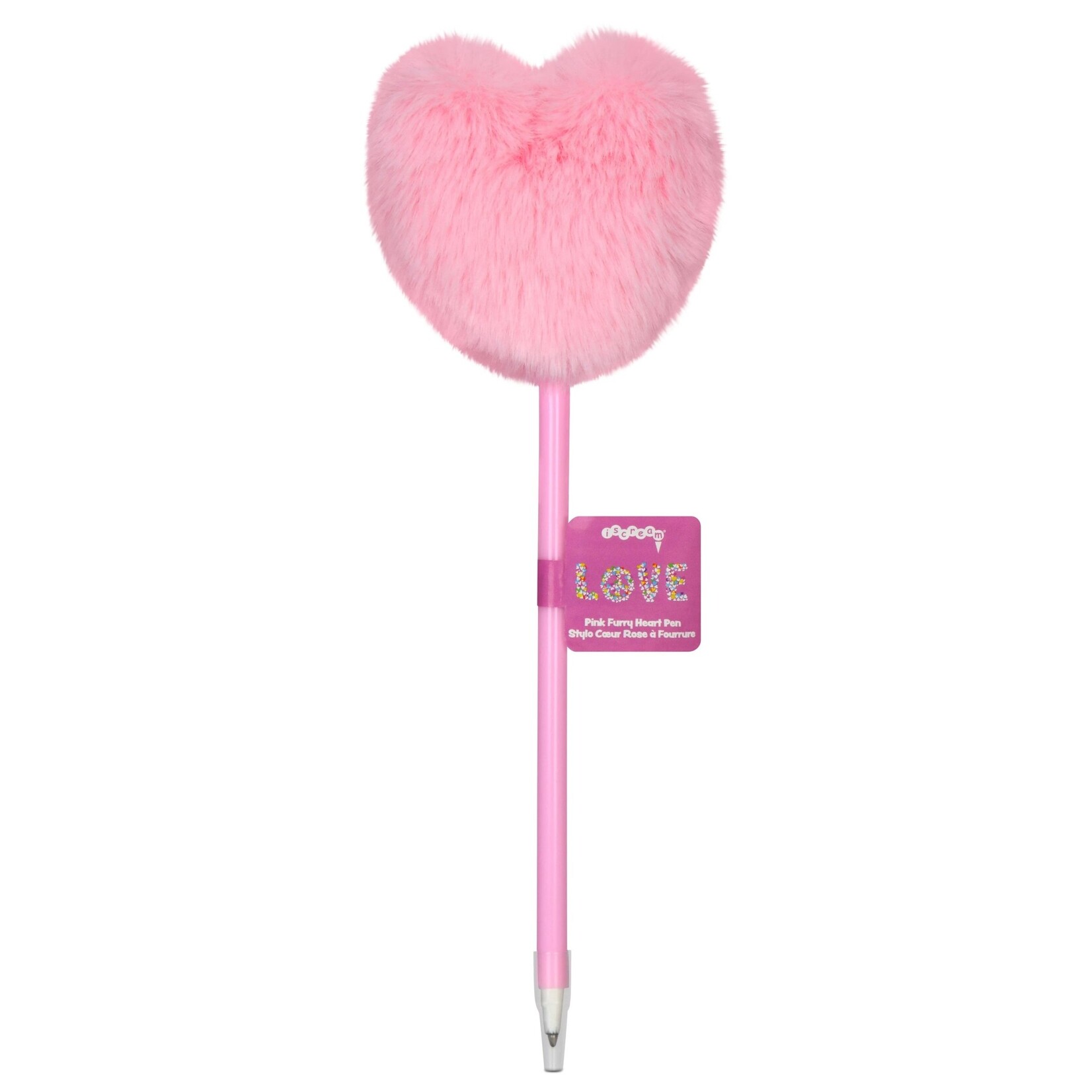 Iscream Pink Furry Heart Pen