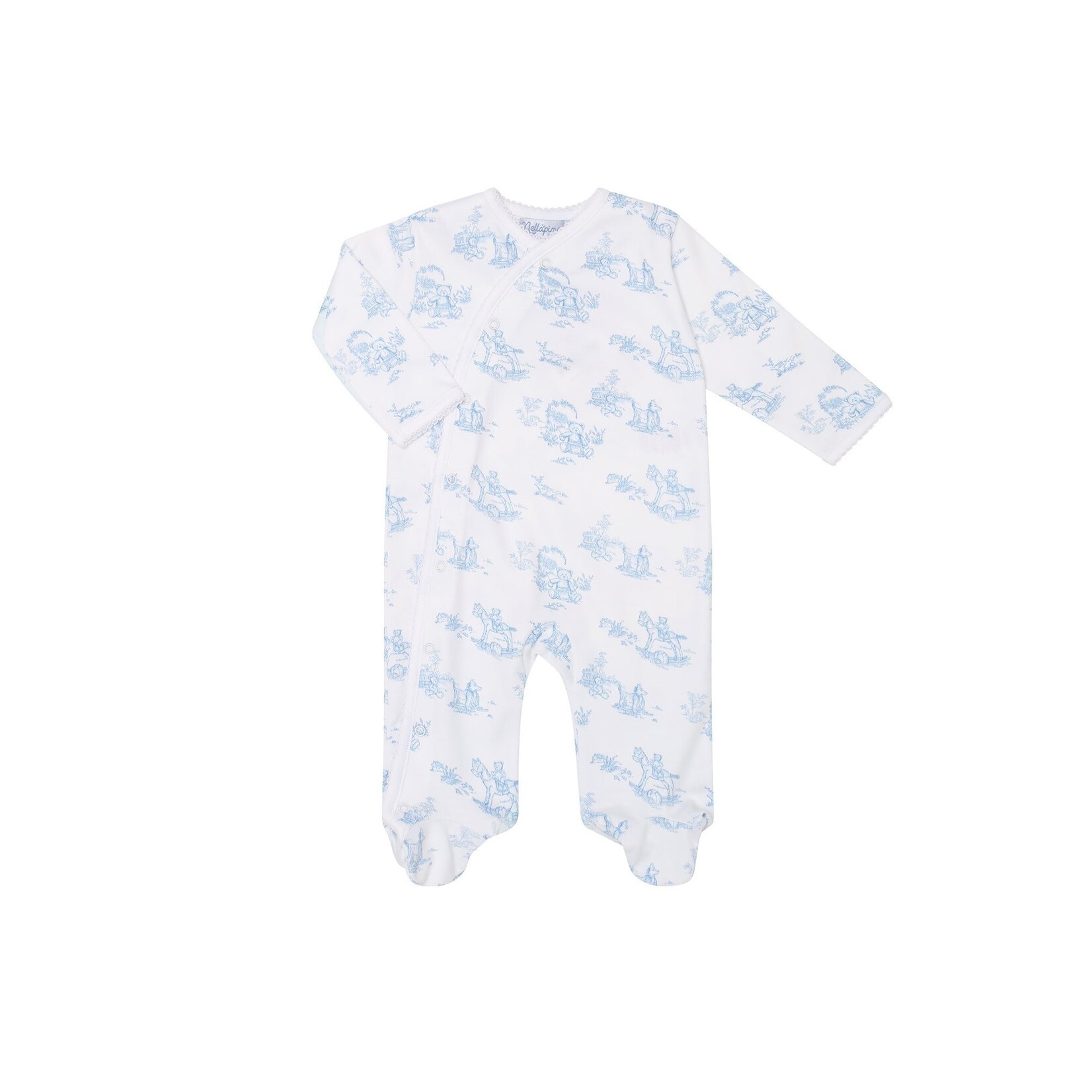 Nella Pima Blue Toile Zipper Footie