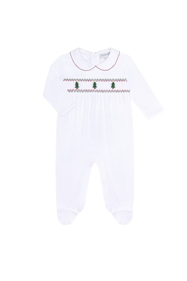 Nella Pima Christmas Tree Smocked Footie