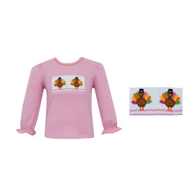 Anavini Pink Smocked Turkey Tee