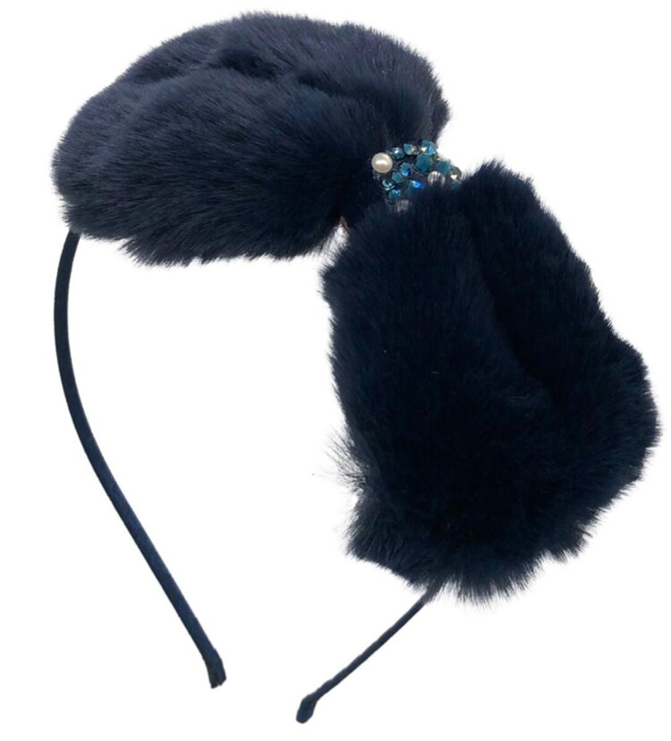 Bari Lynn Faux Fur Bow Headband