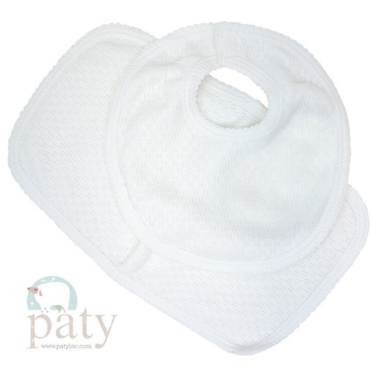 Paty White Bib & Burp Set