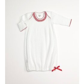 Paty White Gown w/Red Gingham Ruffle Collar