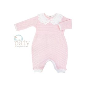Paty Pink Eyelet Collar Romper