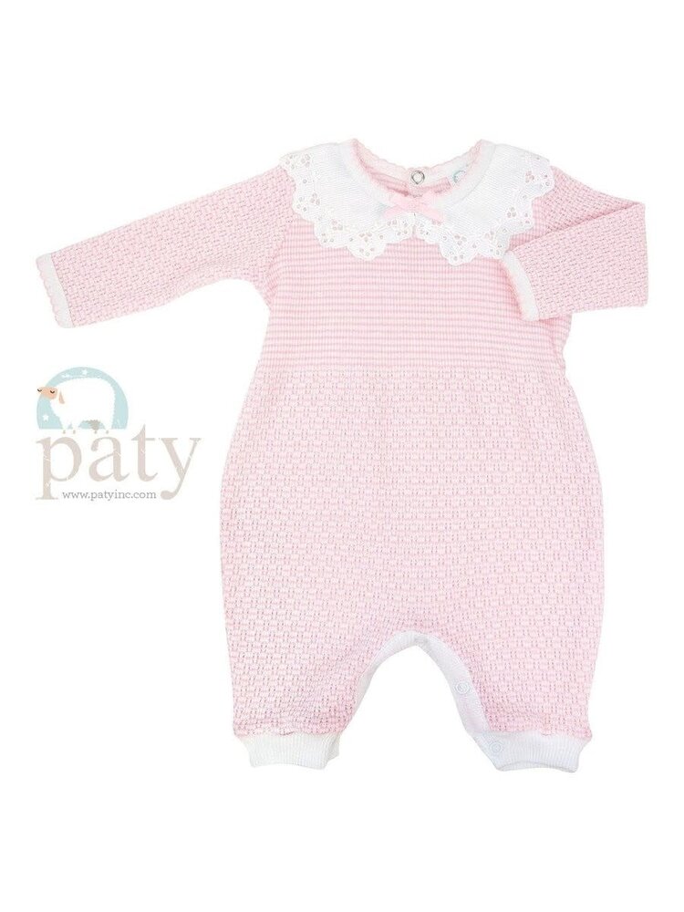 Paty Pink Eyelet Collar Romper