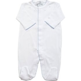 Proper Peony White W/ Blue Stitch Footie