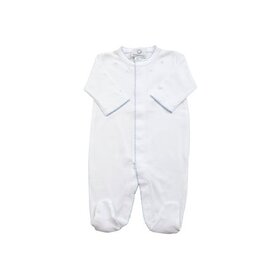 Proper Peony White W/ Blue Stitch Footie