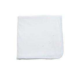 Proper Peony White W/ Blue stitch Pima Blanket