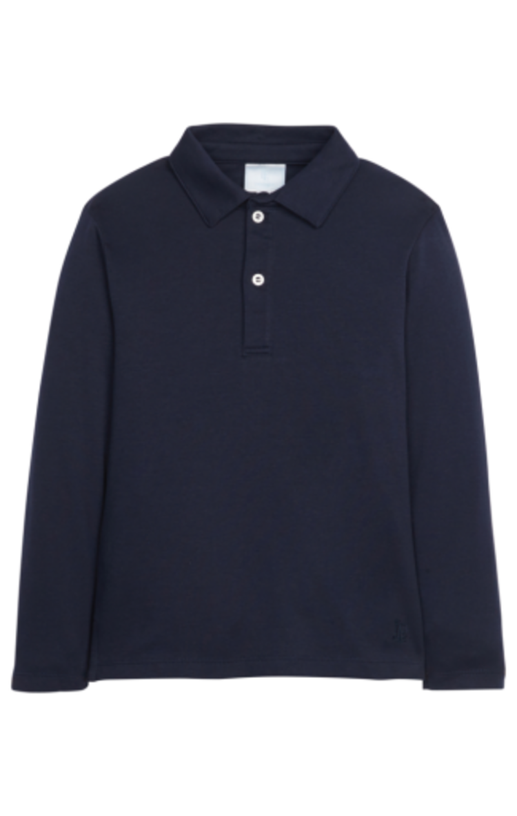 Little English Long Sleeve Polo - Navy