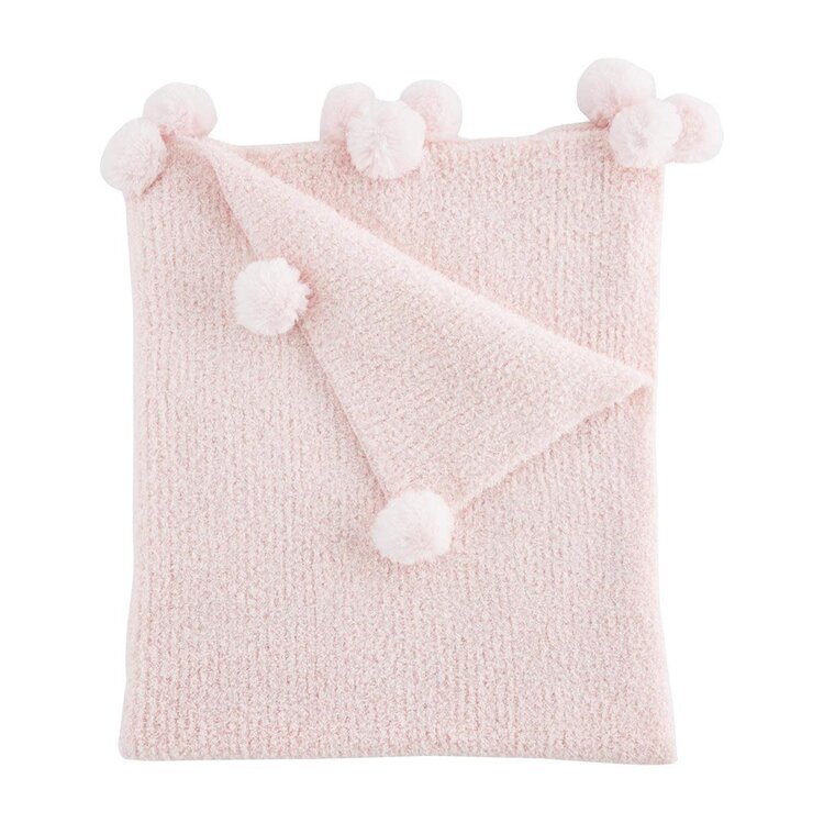 Mud Pie Chenille Pom Pom Blanket