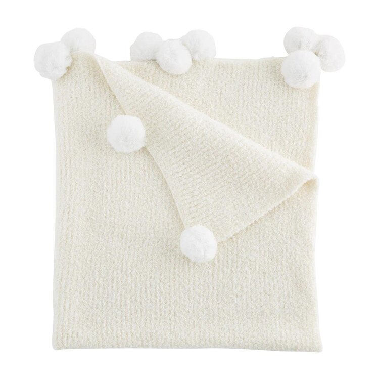 Mud Pie Chenille Pom Pom Blanket